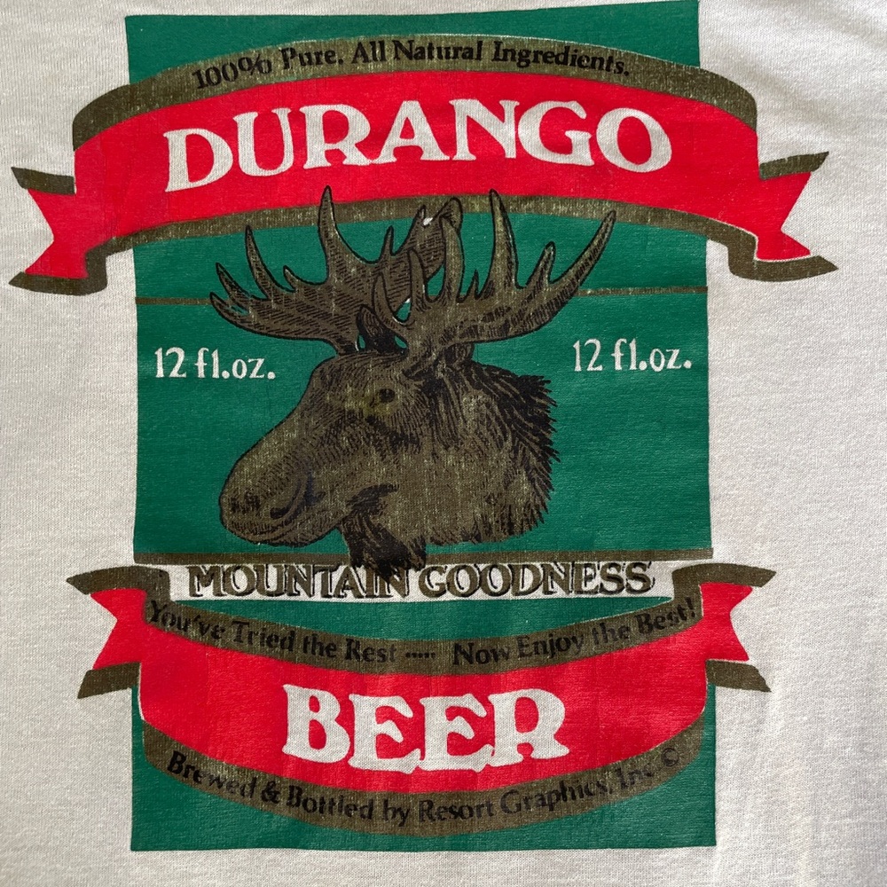 Durango Colorado Moose Beer graphic tee.  Size M.